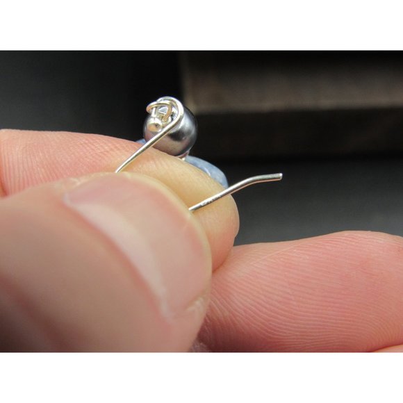 Sterling Silver Square Blue And White Wonderful Stone Earrings - Picture 3 of 5